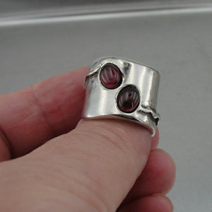 Hadar Designer Modern Handcrafted 925 Silver Granet Ring size 6,7,8,9,10 (H 1006