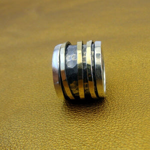 Hadar Designers 9k Gold Sterling Silver Ring 5,5.5 Handmade Swivel (I r060*)SALE