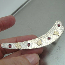 Load image into Gallery viewer, Hadar Designers Handmade Butterfly Sterling Silver 9k Gold Garnet Brooch () SALE