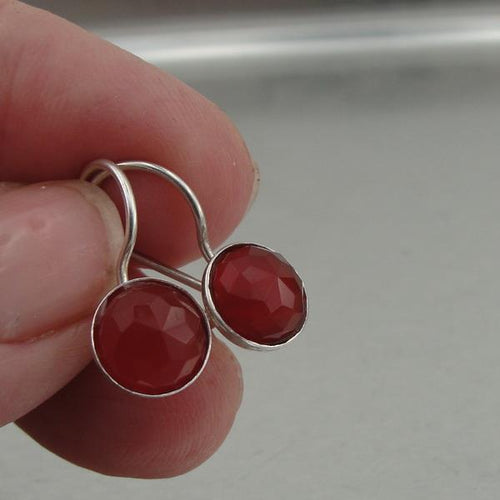 Hadar Designers 925 Sterling Silver Simple Classy Handmade Carnelian Earrings (H