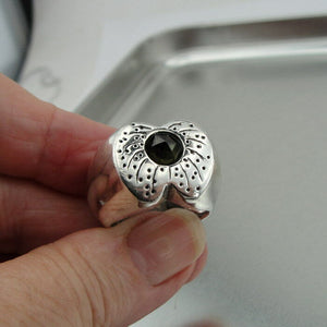 Hadar Designers Smokey Q. Ring size 7.5, 8 925 Sterling Silver Handmade (H) SALE