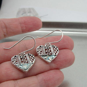 Hadar Designer Handmade 925 Silver Roman Glass Heart Necklace Pendant Set (as 
