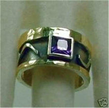 Load image into Gallery viewer, Hadar Designers Handmade 9k Yellow Gold 925 Silver Amethyst Ring 6,7,8,9 (I r74)