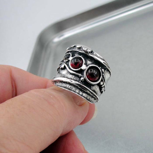 Hadar Designers NEW Handmade Sterling 925 Silver Red Garnet Ring 7,8,9,10 (H 145