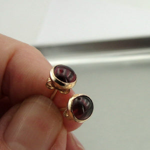 Hadar Designer Handmade 14k Yellow Gold Fil 7mm Red Garnet Stud Earrings (v