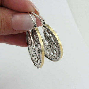 Hadar Designers 9k Yellow Gold 925 Sterling Silver Hoop Earrings Large (ms1494)y