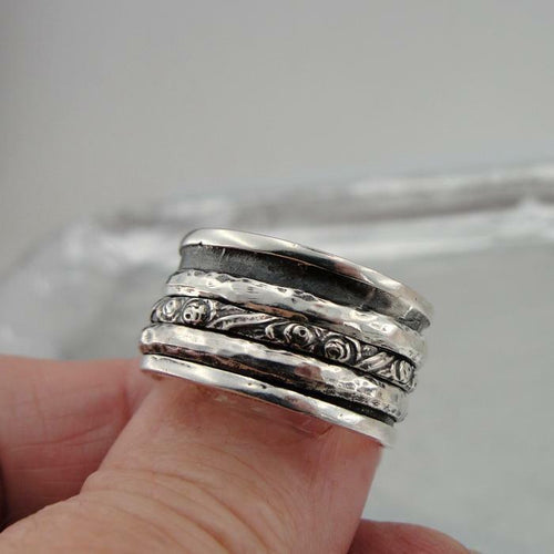 Hadar Designers Handmade 925 Sterling Silver Swivel Ring size 7.5 (sp SALE