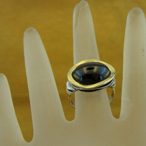 Hadar Designers Garnet Ring Handmade 9k Yellow Gold 925 Silver sz 6,7,8,9 (MS)7y