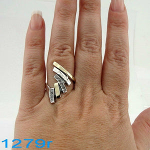Hadar Designers 9k Yellow Gold 925 Silver Zircon Ring size 7,8,9,10 Handmade (Ms