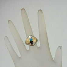 Load image into Gallery viewer, Hadar Designers Blue Opal Heart Ring 7,7.5 Handmade 9k Yellow Gold 925 Silver