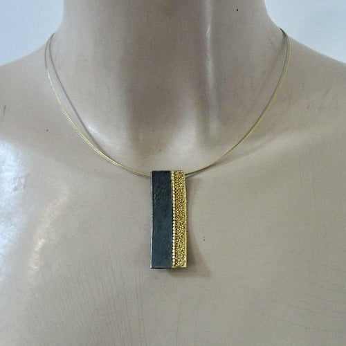 Hadar Designers Handmade yellow Gold Plated 925 Sterling Silver Collar Pendant (