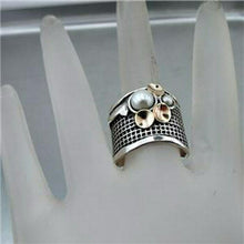 Load image into Gallery viewer, Hadar Designers 9k Yellow Gold Sterling Silver Pearl Ring 6,6.5,7,7.5,8 (H g125Y