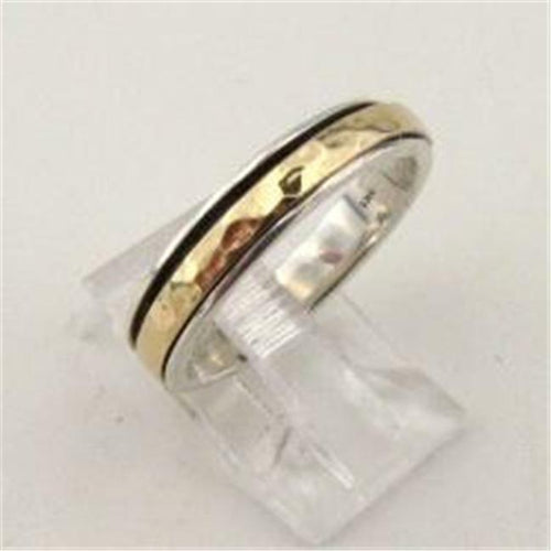 Hadar Designers Handmade Delicate Swivel 9k Gold Silver Ring 6,7,8,9,13 (I r39y