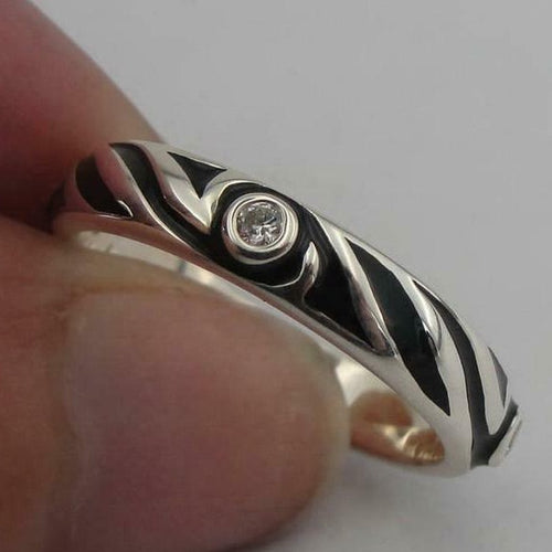 Hadar Designers 925 Silver Black Enamel Zircon Ring size 9, 11 Handmade (SN)SALE