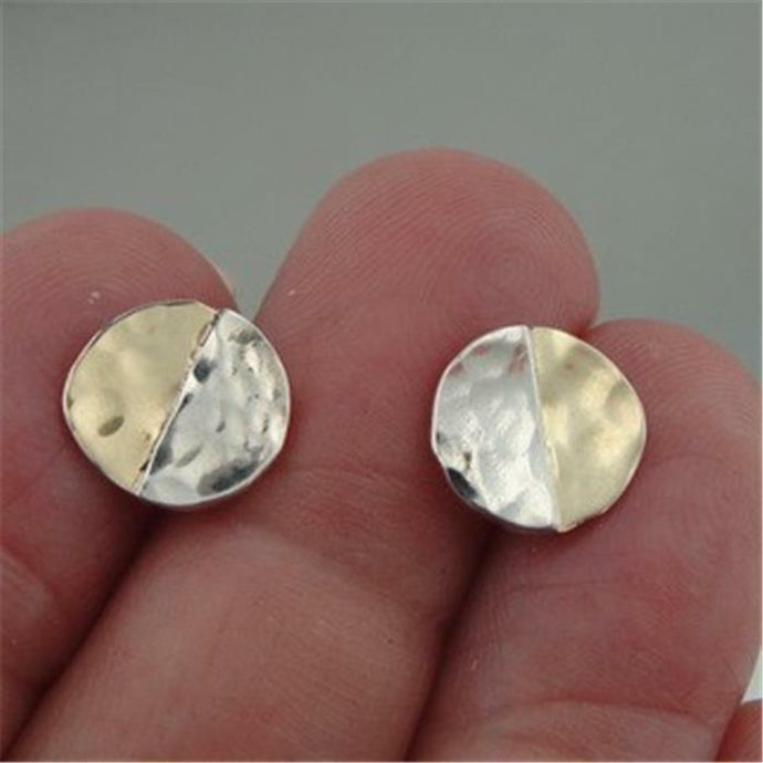 Hadar Designers Handmade 9k Yellow Gold Sterling Silver Stud Earrings (I e480