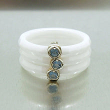 Load image into Gallery viewer, Hadar Designer Handmade White Ceramic 925 Silver Blue Topaz Ring 6,7,8,9(I r888 