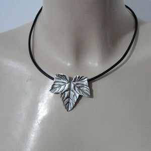 Hadar Designers Handmade Sophisticated Leather 925 Sterling Silver Pendant (H)2