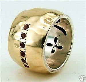 Hadar Designers Handmade 9k Yellow Gold 925 Silver Garnet Ring 6,7,8,9,10 (I r67