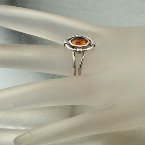 Hadar Designers Israel Handmade 925 Sterling Silver Baltic Amber Ring sz 8.5 (H