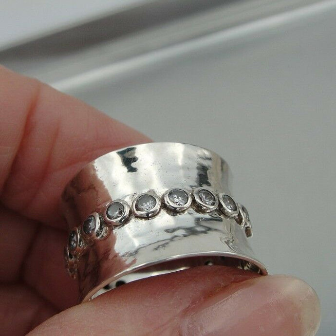 Hadar Designers Sterling Silver Sparkling Zircon Ring 6,7,8,9 Handmade (I r548)y