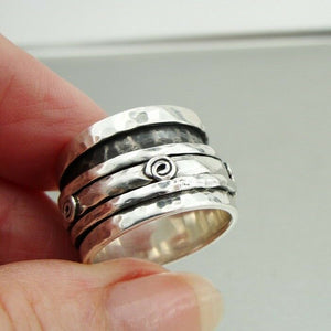 Hadar Designers 925 sterling Silver Ring 6.5,7,8,8.5,9 Handmade Swivel (I r476sY