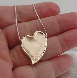Hadar Designers Large Heart Pendant Handmade 9k yellow Gold 925 Silver (I n253)Y