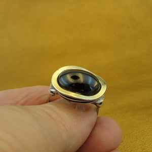 Hadar Designers Garnet Ring Handmade 9k Yellow Gold 925 Silver sz 6,7,8,9 (MS)7y