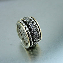 Load image into Gallery viewer, Hadar Designers Swivel 9k Yellow Gold 925 Silver Zircon Ring 6.5 Only (SN) SALE