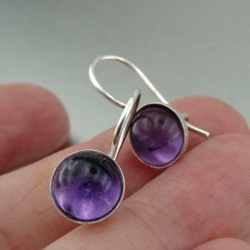 Hadar Designers 925 Sterling Silver Simple Classy Handmade Amethyst Earrings (H)