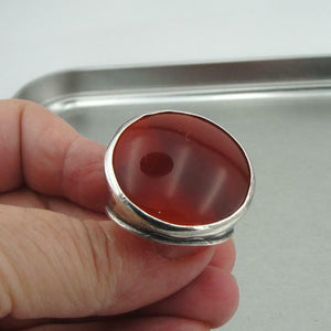 Hadar Designers Handmade Sterling Silver Huge Carnelian Ring sz 7,7.5,8,9 (H 186