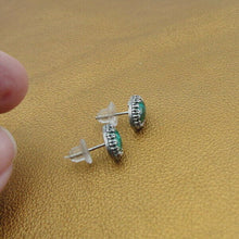Load image into Gallery viewer, Hadar Designers 925 Sterling Silver Chrysocolla Oval Stud Earrings Handmade () Y