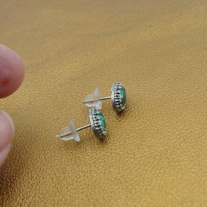Hadar Designers 925 Sterling Silver Chrysocolla Oval Stud Earrings Handmade () Y