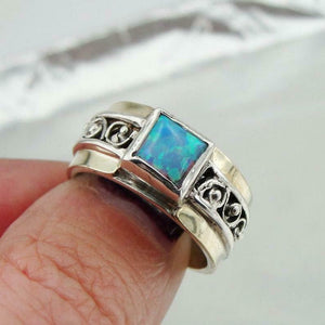 Hadar Designers 9k Yellow Gold 925 Silver Opal Ring 6.5,7,7.5,8,9,10 Handmade(Sy