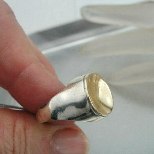 Hadar Designers Handmade 9k Yellow Gold Sterling Silver Ring sz 7, 7.5 (SP) SALE