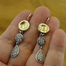Load image into Gallery viewer, Hadar Designers 9k Yellow Gold 925 Silver Zircon Long Earrings Handmade Art (Sy
