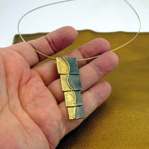 Hadar Designers yellow Gold Plated 925 Silver Double Collar Pendant Handmade ()