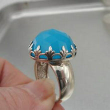 Load image into Gallery viewer, Hadar Designers Blue Ocean Quartz Ring size 8, 8.5 Handmade 925 Silver (H)SALE