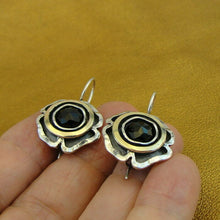 Load image into Gallery viewer, Hadar Designers Black Onyx Earrings Yellow Gold Sterling Silver Handmade (MS) y