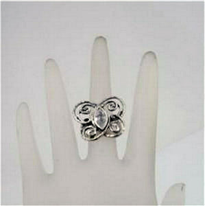 Hadar Designers 925 Sterling Silver Butterfly Zircon Ring 6.5, 7 Handmade ()SALE