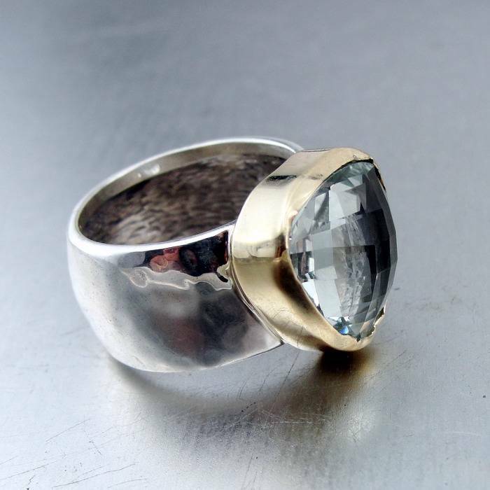 Hadar Designers 9k Yellow Gold 925 Silver Green Amethyst Ring 6,7,8,9,10 (I r350