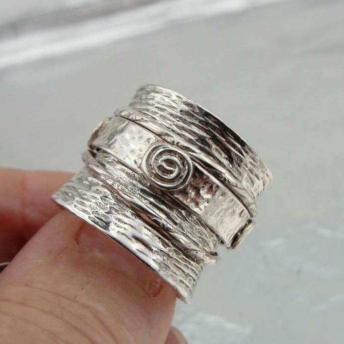 Hadar Designers Handmade Wide Sterling Silver Swivel Ring 6.5, 7.5, 8.5 () SALE