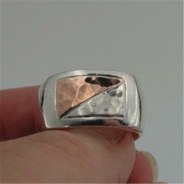 Hadar Designers  9k Rose Gold Ring size 8.5 Handmade Square 925 Silver (H) SALE