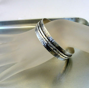 Hadar Designers Handmade 14k Gold Fi Sterling Silver Hammered Bangle Bracelet (v