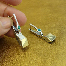 Load image into Gallery viewer, Hadar Designers Turquoise Earrings Handmade 9k Gold 925 Sterling Silver (ms1190Y