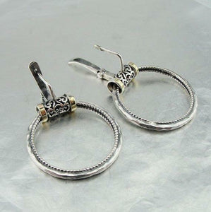 Hadar Designers Yellow Gold 925 Sterling Silver Hoop Earrings Large ( 1428)