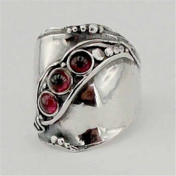 Hadar Designers Handmade Sterling Silver Red Garnet Ring 6,7,8,9,10 (H 1913