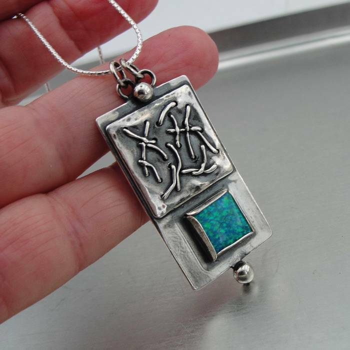 Hadar Designers 925 Sterling Silver Turquoise Pendant Handmade Artistic (H) SALE