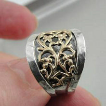 Load image into Gallery viewer, Hadar Designers Filigree Ring 9k Yellow Gold Sterling Silver 6.5,7  (I r263 SALE