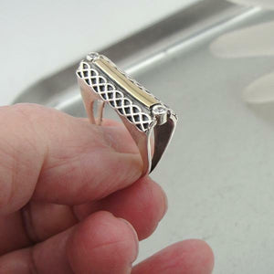 Hadar Designers 9k Yellow Gold Sterling Silver Zircon Ring 7,8,9,10 Handmade (MS