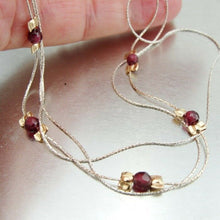 Load image into Gallery viewer, Hadar Designers Delicate 14K Gold F Sterling Silver Red Garnet Necklace (L) SALE